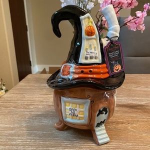 Blue Sky Ceramic Witch Hat Halloween Candy Jar